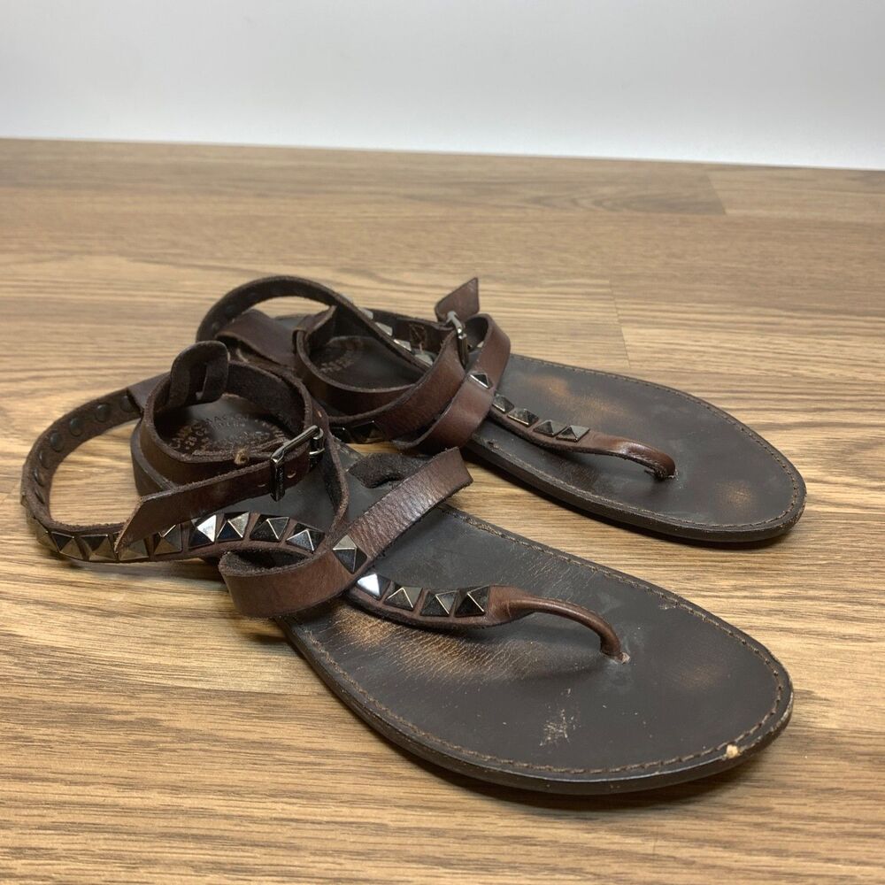 Campomaggi‎ Italian brown leather ankle wrap Greek sandal womens size 37 6.5-7